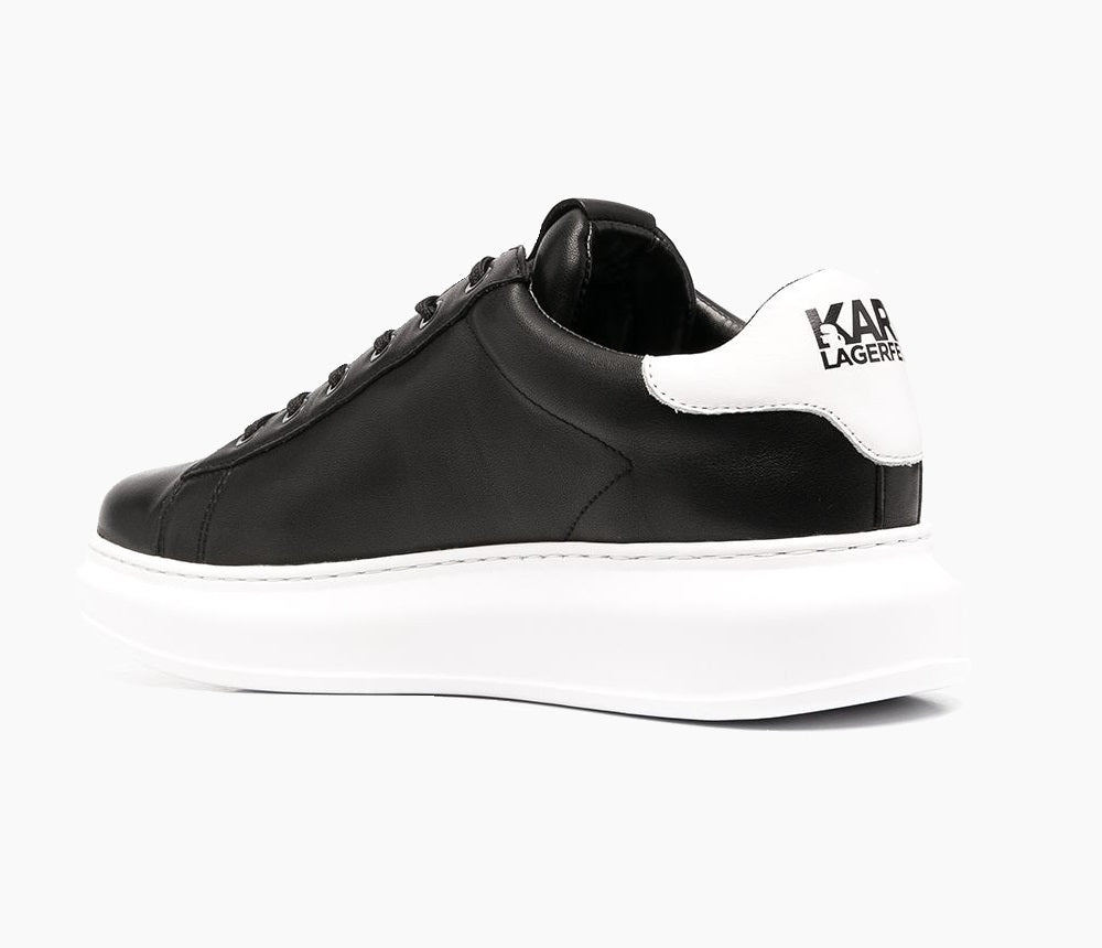 Karl Lagerfeld - Black leather low-top logo trainer